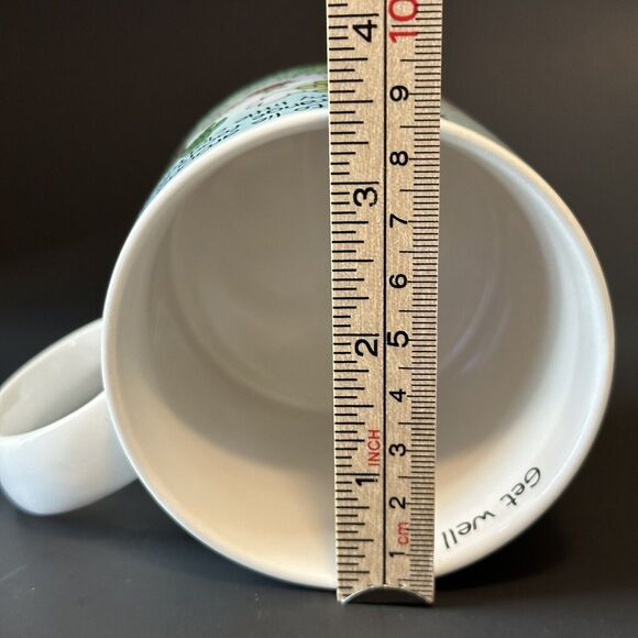 Russ Berrie &Co. Get Well Soon Mug Cup Cartoon #8427 Beach/Hammock/PalmTrees VTG - Picture 6 of 9